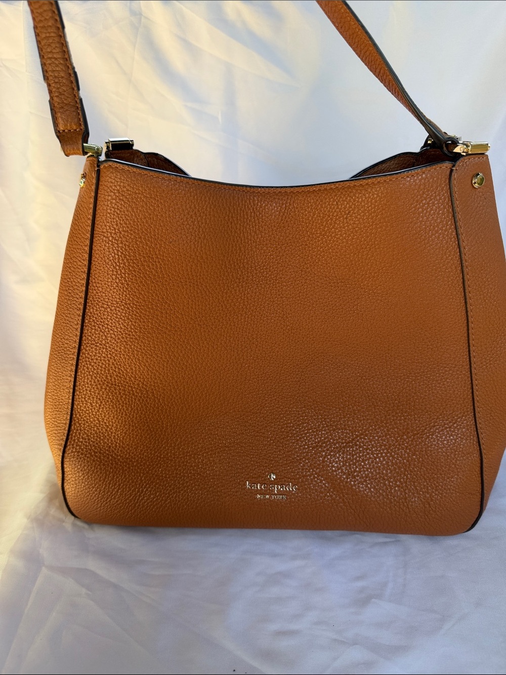 kate spade Pebbled Leather Shoulder Bag in Cognac Brown